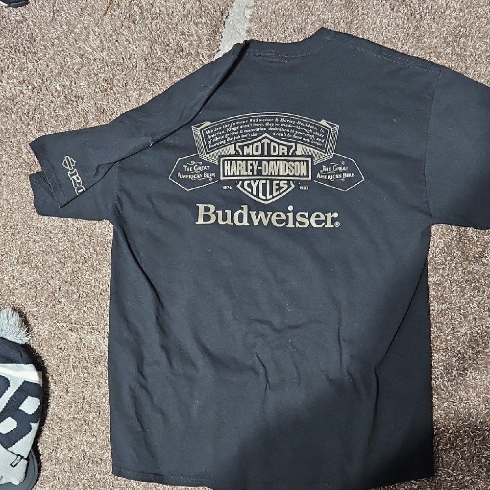 Harley-Davidson Black Tee with Budweiser Logo